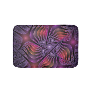 Colorful Fantasy Abstract Trippy Purple Fractal Bath Mat