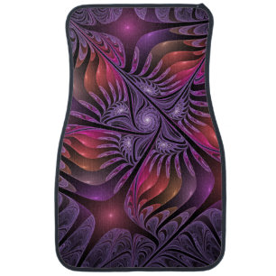 Colorful Fantasy Abstract Trippy Purple Fractal Car Floor Mat