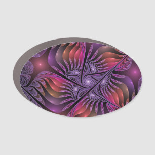 Colorful Fantasy Abstract Trippy Purple Fractal Car Magnet