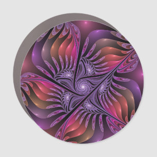 Colorful Fantasy Abstract Trippy Purple Fractal Car Magnet