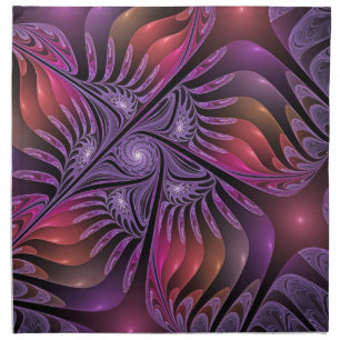 Colorful Fantasy Abstract Trippy Purple Fractal Cloth Napkin