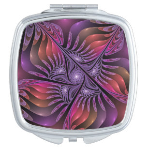 Colorful Fantasy Abstract Trippy Purple Fractal Compact Mirror