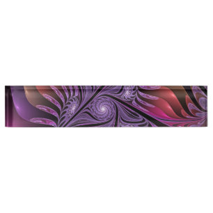 Colorful Fantasy Abstract Trippy Purple Fractal Desk Name Plate