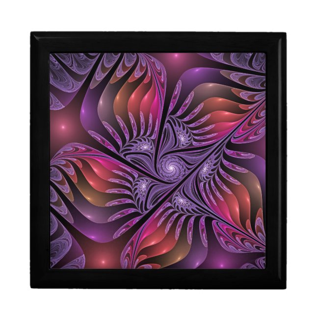 Colorful Fantasy Abstract Trippy Purple Fractal Gift Box (Front)