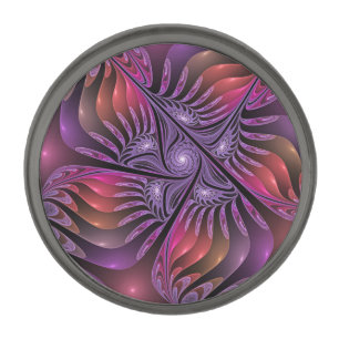 Colorful Fantasy Abstract Trippy Purple Fractal Gunmetal Finish Lapel Pin