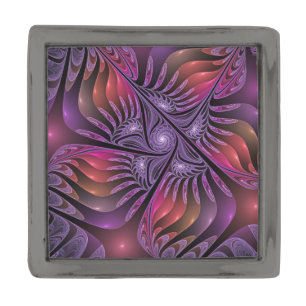 Colorful Fantasy Abstract Trippy Purple Fractal Gunmetal Finish Lapel Pin