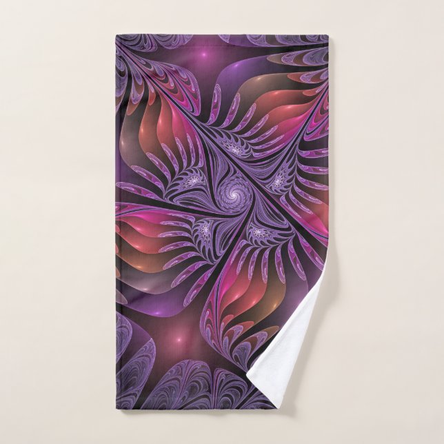Colorful Fantasy Abstract Trippy Purple Fractal Hand Towel (Hand Towel)