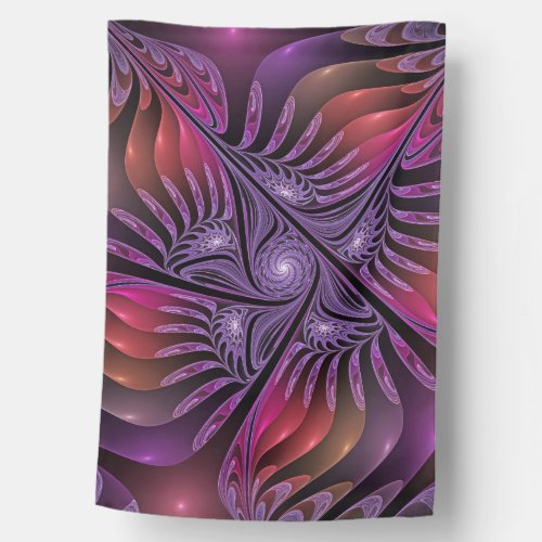 Colorful Fantasy Abstract Trippy Purple Fractal House Flag