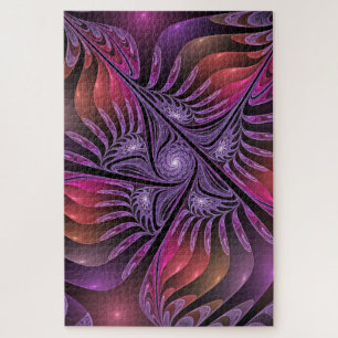 Colorful Fantasy Abstract Trippy Purple Fractal Jigsaw Puzzle