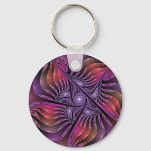 Colorful Fantasy Abstract Trippy Purple Fractal Keychain