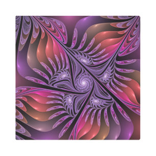 Colorful Fantasy Abstract Trippy Purple Fractal Metal Print