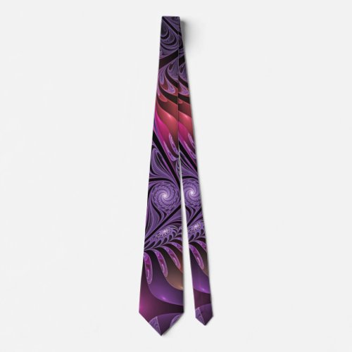 Colorful Fantasy Abstract Trippy Purple Fractal Neck Tie