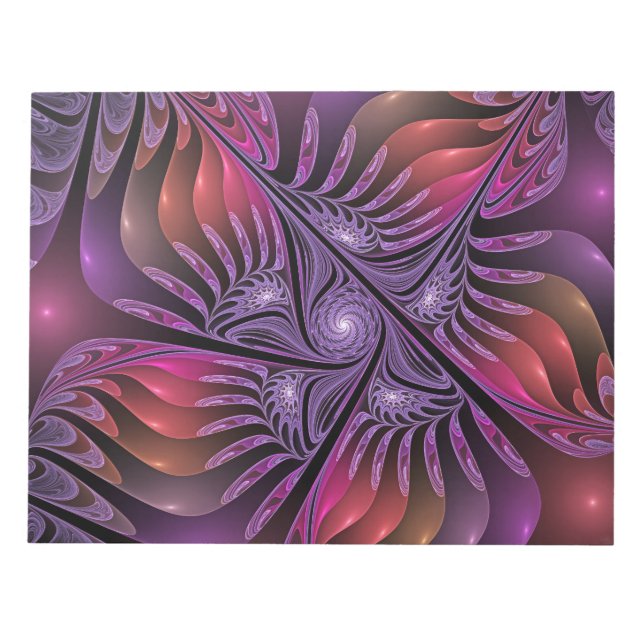 Colorful Fantasy Abstract Trippy Purple Fractal Notepad (Front)