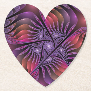 Colorful Fantasy Abstract Trippy Purple Fractal Paper Coaster