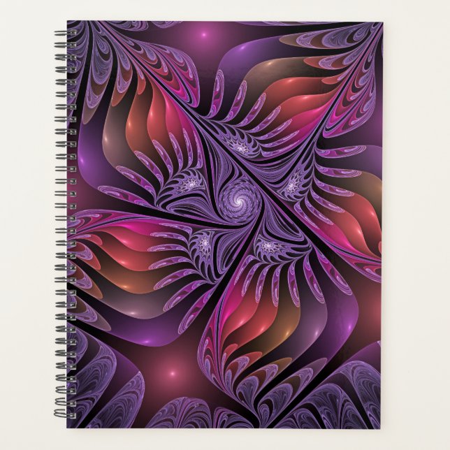 Colorful Fantasy Abstract Trippy Purple Fractal Planner (Front)