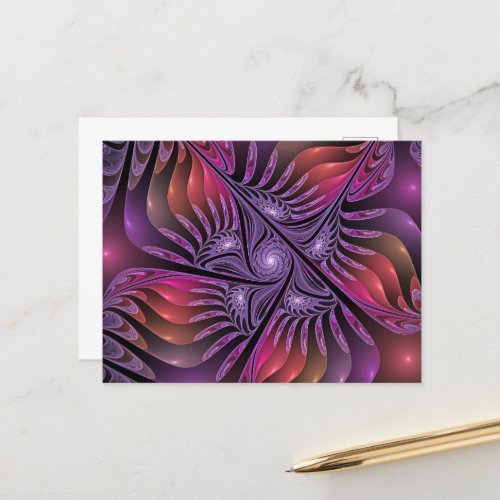 Colorful Fantasy Abstract Trippy Purple Fractal Postcard