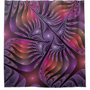 Colorful Fantasy Abstract Trippy Purple Fractal Shower Curtain
