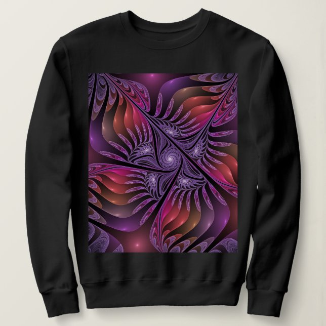 Colorful Fantasy Abstract Trippy Purple Fractal Sweatshirt (Design Front)