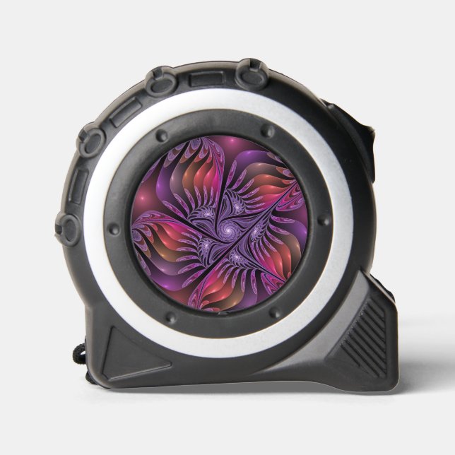 Colorful Fantasy Abstract Trippy Purple Fractal Tape Measure (Front)