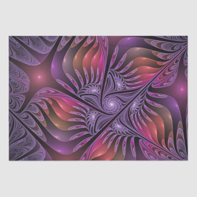 Colorful Fantasy Abstract Trippy Purple Fractal Tissue Paper (Front)