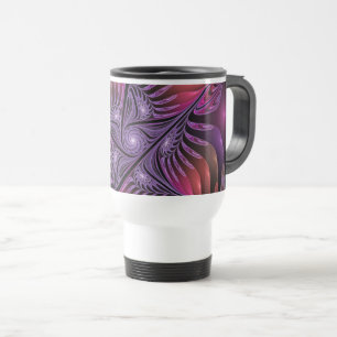Colorful Fantasy Abstract Trippy Purple Fractal Travel Mug