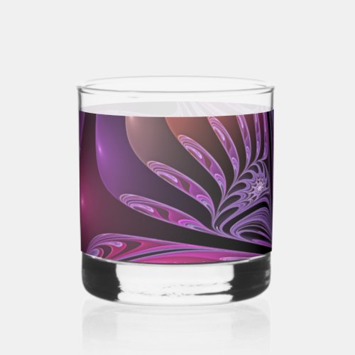 Colorful Fantasy Abstract Trippy Purple Fractal Whiskey Glass