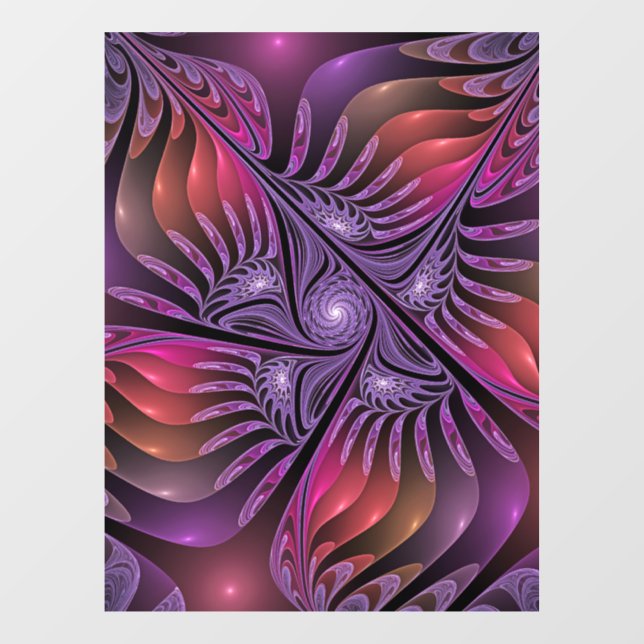 Colorful Fantasy Abstract Trippy Purple Fractal Window Cling (Sheet)