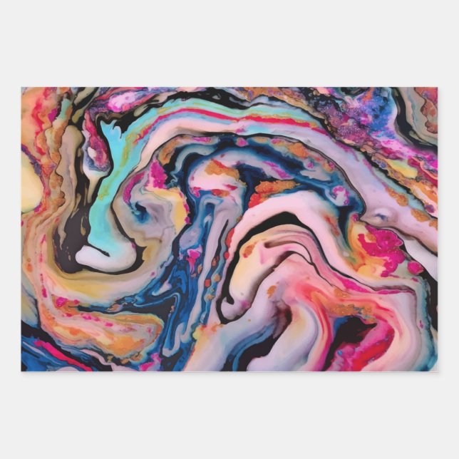 Colorful Fantasy Abstraction Wrapping Paper Sheets (Front)