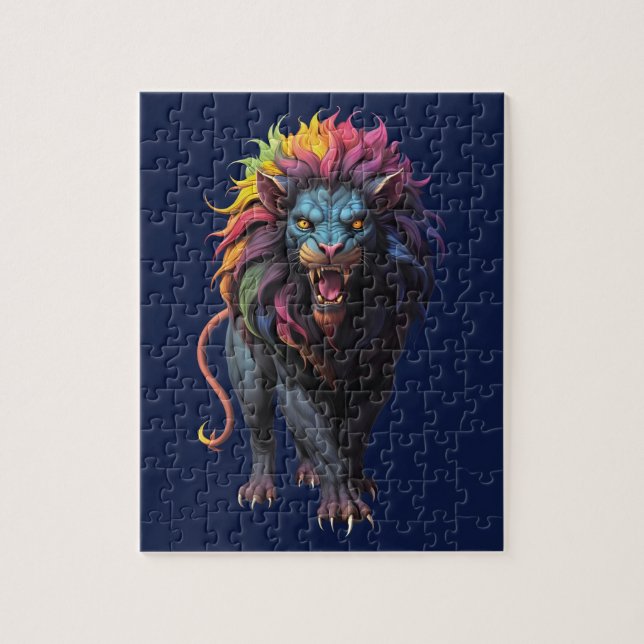 Colorful Fantasy Art a Lion Jigsaw Puzzle (Vertical)