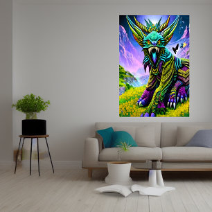 Colorful fantasy bear beast   AI Art Poster