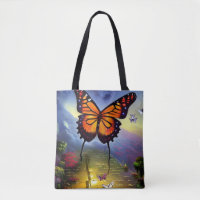 Colorful Fantasy Butterfly AI Artwork Tote Bag