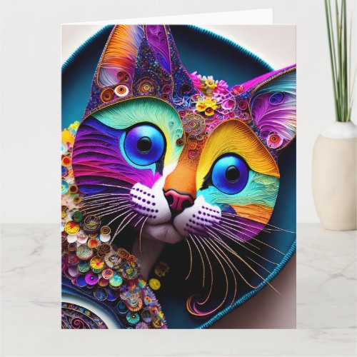 Colorful Fantasy Cat All Occasions Greeting Card