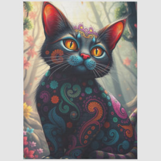 Colorful Fantasy Cat  Tissue Paper
