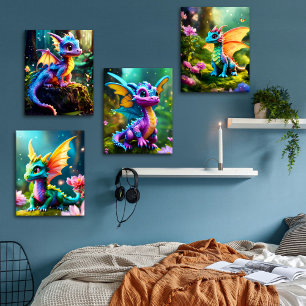 Colorful Fantasy Dragon Dinosaur Acrylic Photo Tile