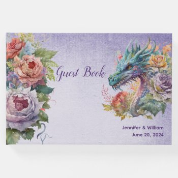 Colorful Fantasy Dragon Wedding  Guest Book by Myweddingday at Zazzle