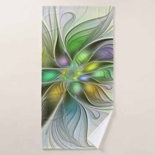 Colorful Fantasy Flower Modern Abstract Fractal Bath Towel