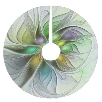 Colorful Fantasy Flower Modern Abstract Fractal Brushed Polyester Tree Skirt by GabiwArt at Zazzle