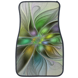 Colorful Fantasy Flower Modern Abstract Fractal Car Floor Mat