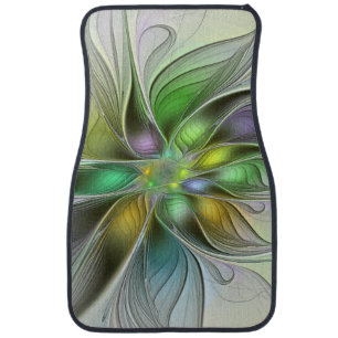 Colorful Fantasy Flower Modern Abstract Fractal Car Floor Mat