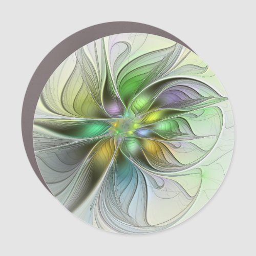 Colorful Fantasy Flower Modern Abstract Fractal Car Magnet