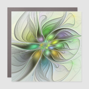 Colorful Fantasy Flower Modern Abstract Fractal Car Magnet