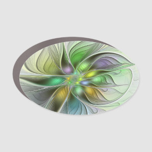 Colorful Fantasy Flower Modern Abstract Fractal Car Magnet