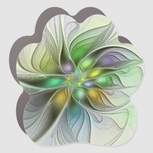 Colorful Fantasy Flower Modern Abstract Fractal Car Magnet