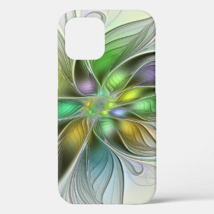 Colorful Fantasy Flower Modern Abstract Fractal iPhone 12 Case