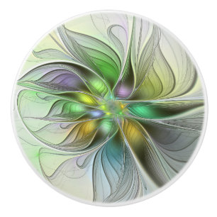 Colorful Fantasy Flower Modern Abstract Fractal Ceramic Knob