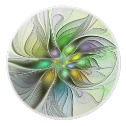 Colorful Fantasy Flower Modern Abstract Fractal Ceramic Knob
