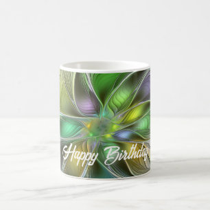 Colorful Fantasy Flower Modern Abstract Fractal Coffee Mug