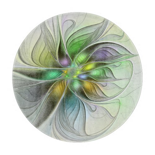 Colorful Fantasy Flower Modern Abstract Fractal Cutting Board