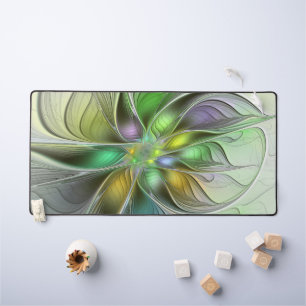 Colorful Fantasy Flower Modern Abstract Fractal Desk Mat