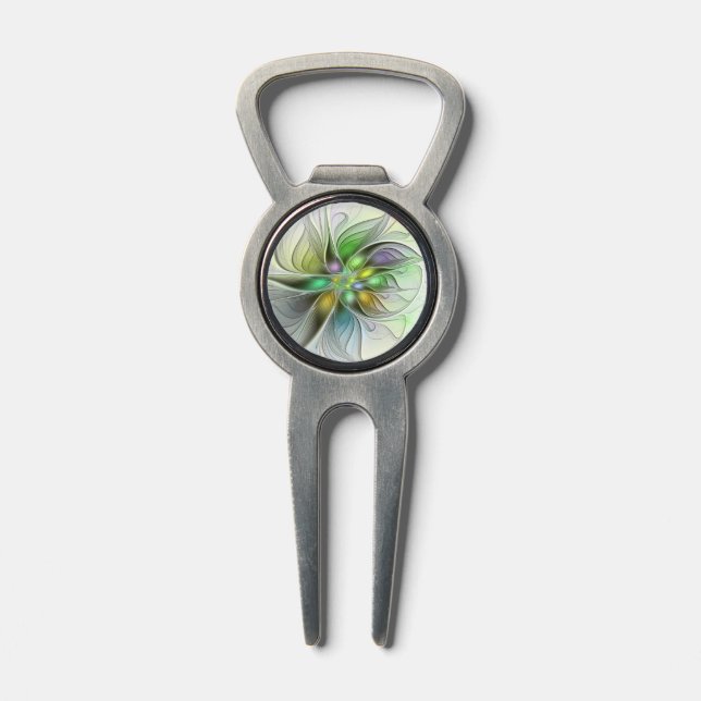 Colorful Fantasy Flower Modern Abstract Fractal Divot Tool (Composite)